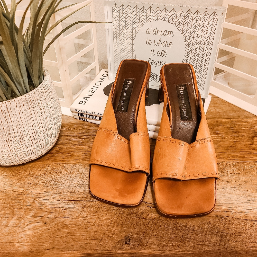 Etienne Aigner Square toe block heels